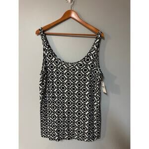 Lane Bryant Black White Patterned Tank Top Women’s Plus 18/20 Stretch NWT